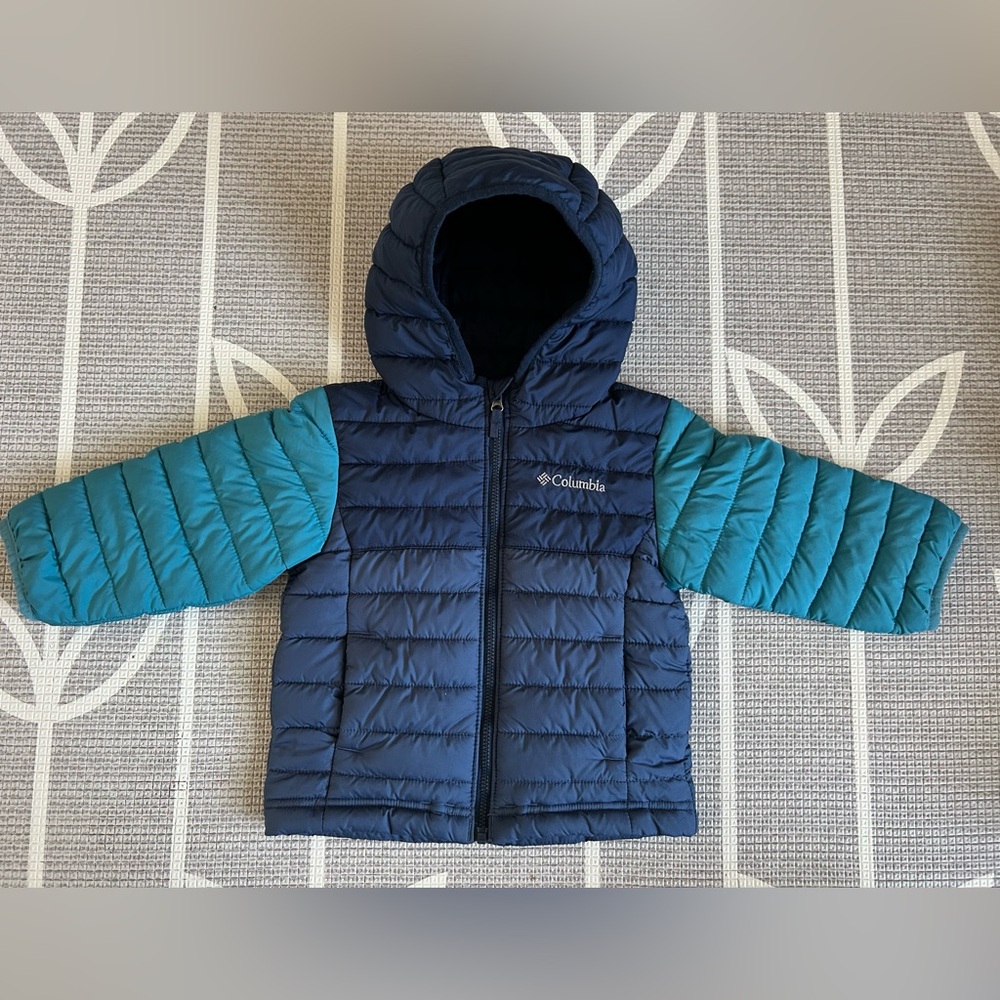 Columbia Navy and Teal Hooded Jacket, 2T